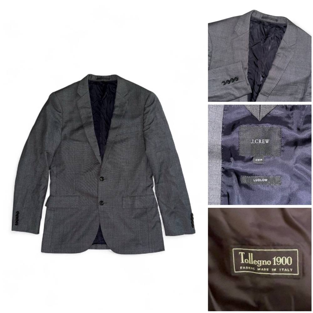 J Crew Ludlow Wool Tollegno 1900 Blazer Jacket Sports Coat Men’s 38R Grey Wool